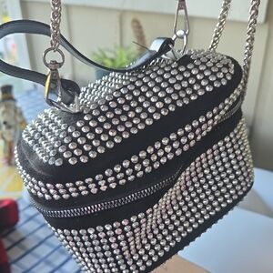 Studded Black Rhinestone Crossbody Bag